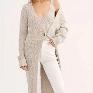 Free People Cotton Blend Long Cozy Cardigan Sweater Women’s XS Cream NWT